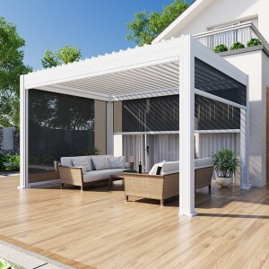 Electric Louvre Curtained Pergola 4m x 3m x 2.5m